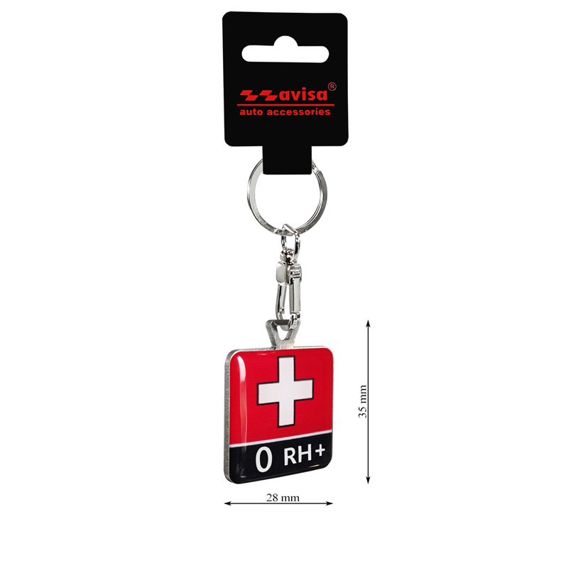 RVS sleutelhanger - 'Blood Type' 0 RH+