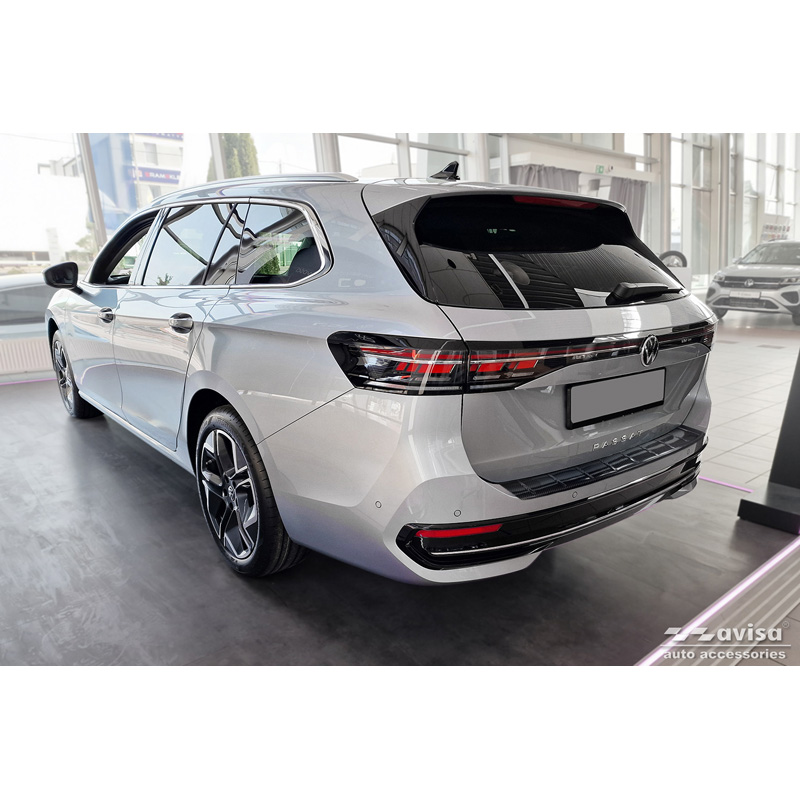 Echt 3D Carbon Achterbumperprotector  Volkswagen Passat (CJ5) incl. R-Line & Hybrid 2023- 'Ribs'