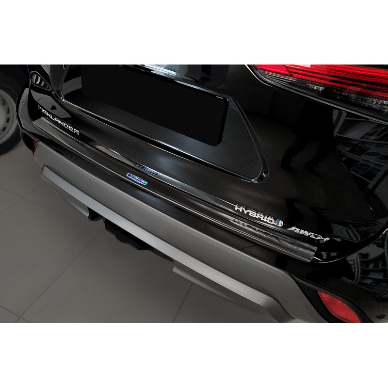 Zwart RVS Achterbumperprotector  Toyota Highlander (XU70) 2020- 'Hybrid'