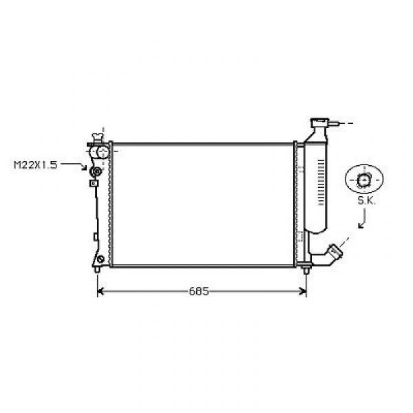 Radiator 306/XSARA 98->> 610x378x23 1.4/1.6/1.8 16V