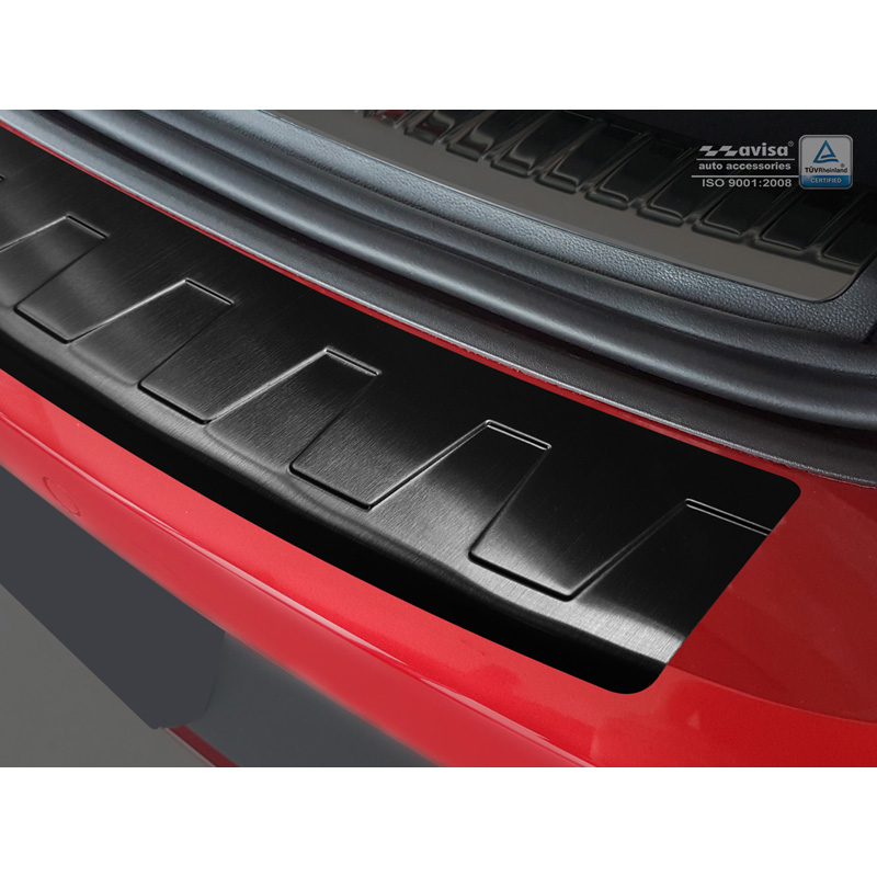Zwart RVS Achterbumperprotector  Seat Leon (5F) ST 2013-2017 & 2017- 'Ribs'