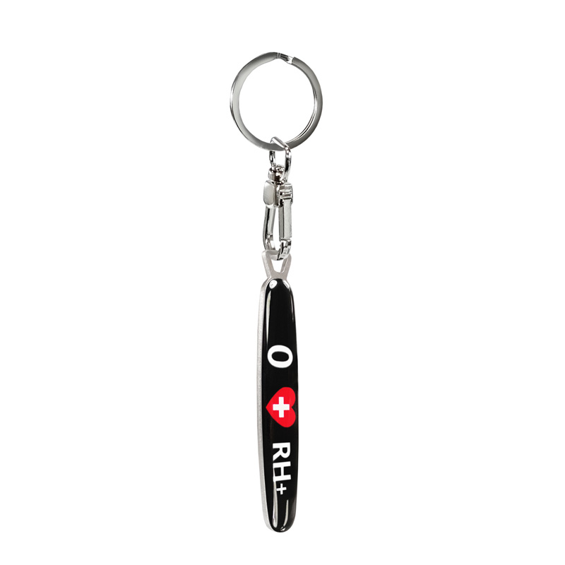 RVS sleutelhanger - 'Blood Type' 0 RH+