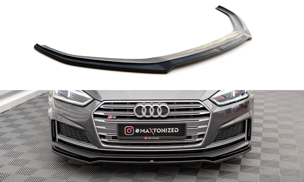 Voorspoiler Audi S5 / A5 S-Line F5 Coupe / Sportback V.1 Glanzend Zwart