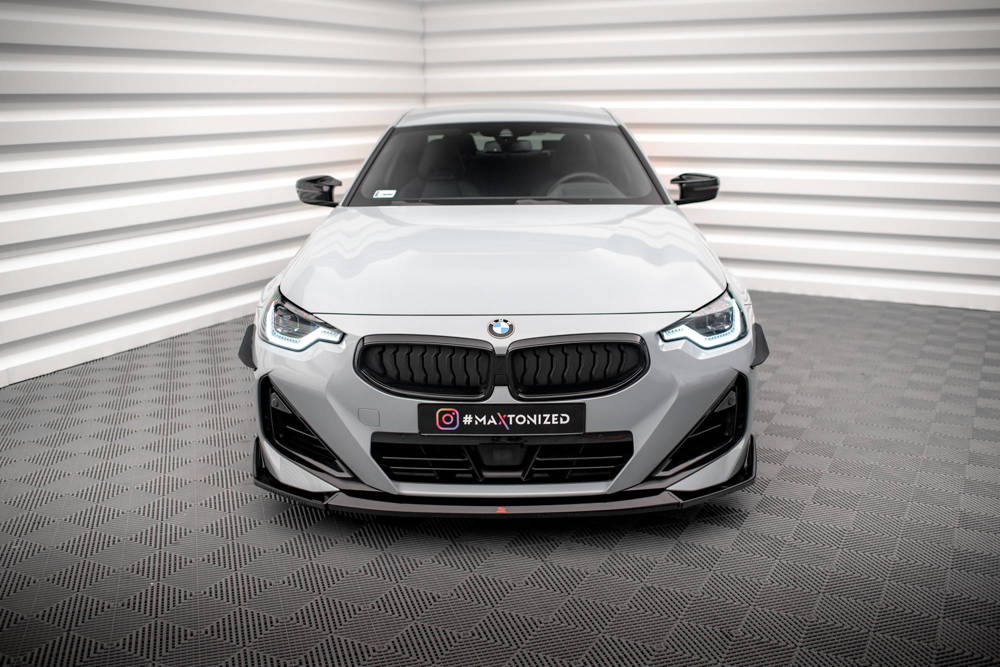 Voorspoiler V.3 BMW 2 Serie G42 Coupe M Pakket & M240i Maxton Glans Zwart
