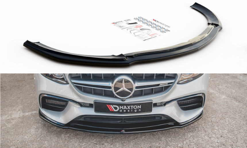 Voorspoiler Mercedes E63 AMG (Estate/Sedan) W213 Maxton Design glans zwart V.2