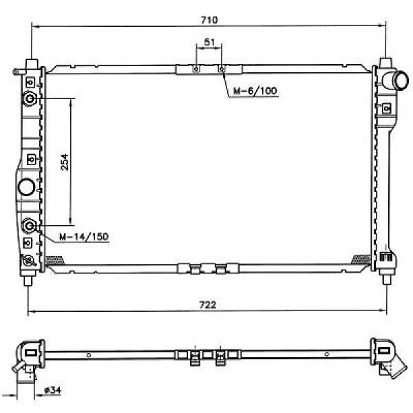 Radiator FIAT DOBLO 05->> 700x306 1.3 JTD/1.9 JTD +/-AC
