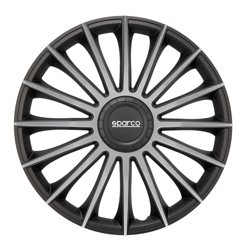4-Delige Sparco Wieldoppenset Torino 16-inch zwart/zilver