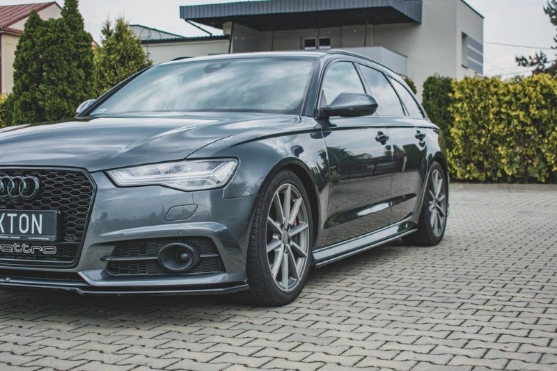 Zijskirts Diffusers Audi S6 / A6 S-Line C7 FL Glanzend Zwart