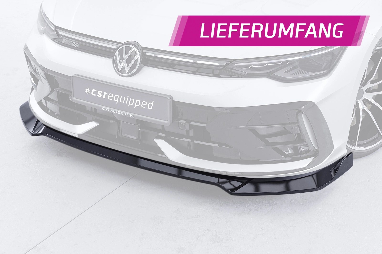 Voorspoiler VW Golf 8 R glans zwart