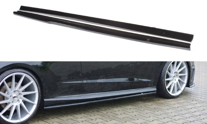 Zijskirts Diffuser Audi S3 / A3 S- lijn 8V / 8V FL Hatchback glanzend zwart