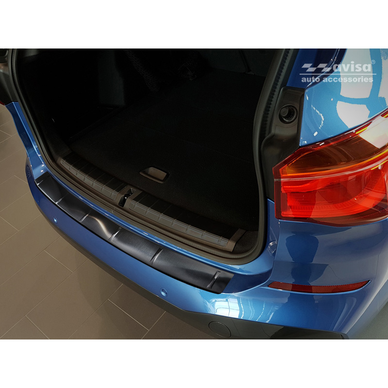 Zwart RVS Achterbumperprotector  BMW X1 II F48 M-Pakket 2015-2022 'Ribs'