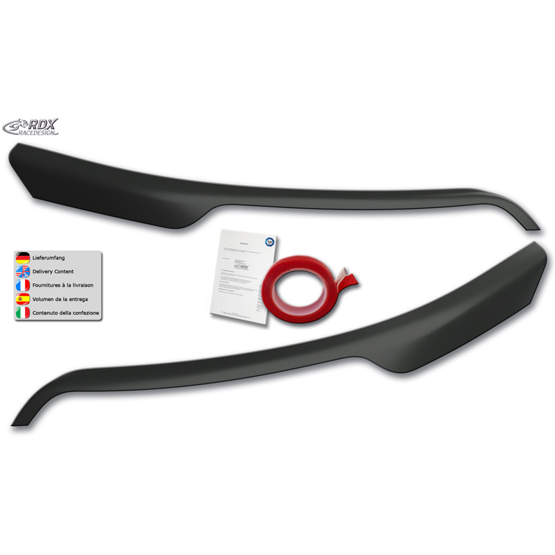 RDX Racedesign Koplampspoilers  Ford Transit (zilveren halogeenkoplampen) 2014- (ABS)
