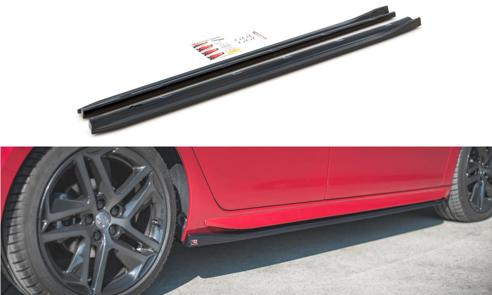 Zijskirts Peugeot 308 GT MK2 Facelift 18-.. Glans Zwart