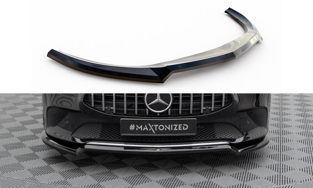 Voorspoiler V.1 Mercedes Benz CLA C118 Maxton Glans Zwart