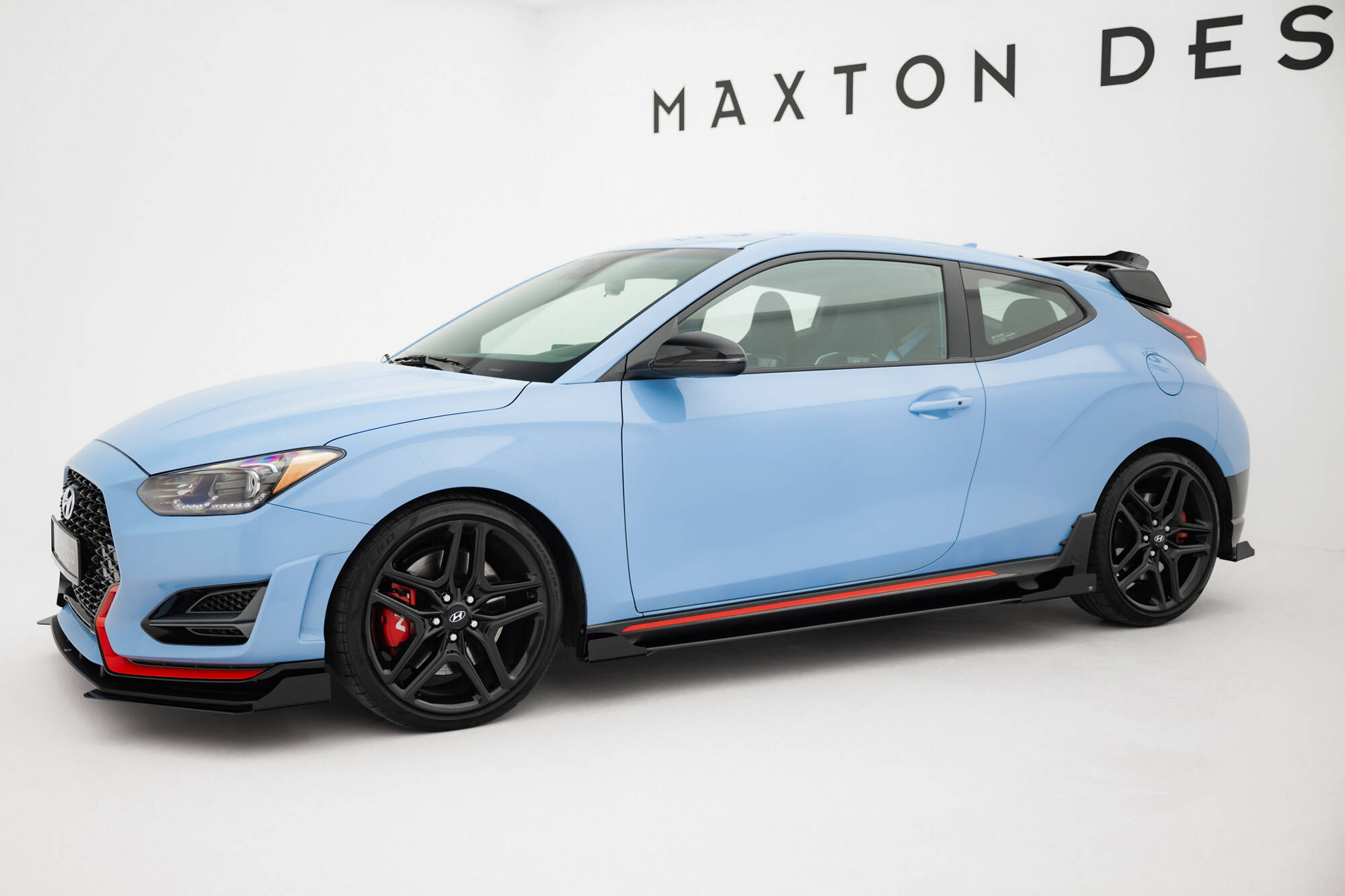 Street Pro Zijskirts + Flaps Hyundai Veloster N MK2 Maxton Glanzend zwart