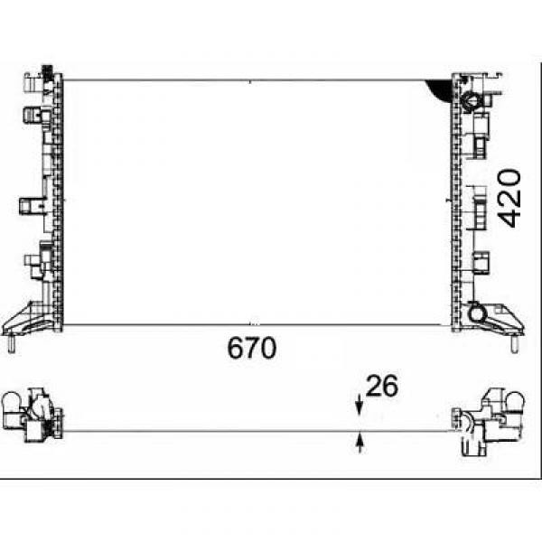 Radiator LAGUNA 07->> 670x417x26. 2.0I/2.0 dCI +/-AC