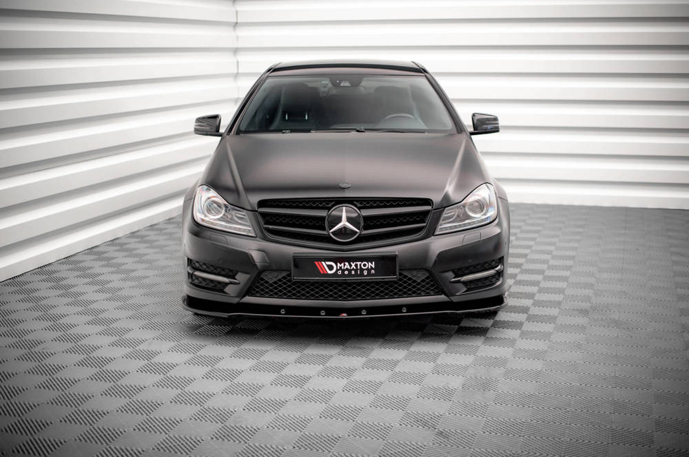 Voorspoiler V.2 Mercedes C Klasse Coupe AMG Pakket W204 Maxton Glans Zwart