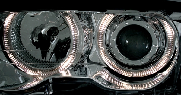 Faros BMW E46 coupe 98-01 Angel Eyes cromo