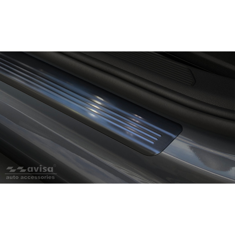 Zwart RVS Instaplijsten  Volkswagen Golf VIII HB/Variant 2020-2024 & FL 2024- Brushed Steel 'Lines' - 4-delig