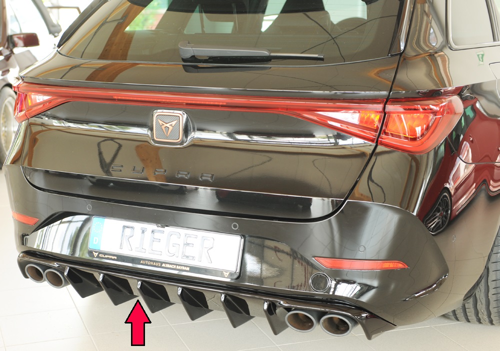 Achterdiffuser voor Cupra León (KL) (zonder trekhaak) glans zwart