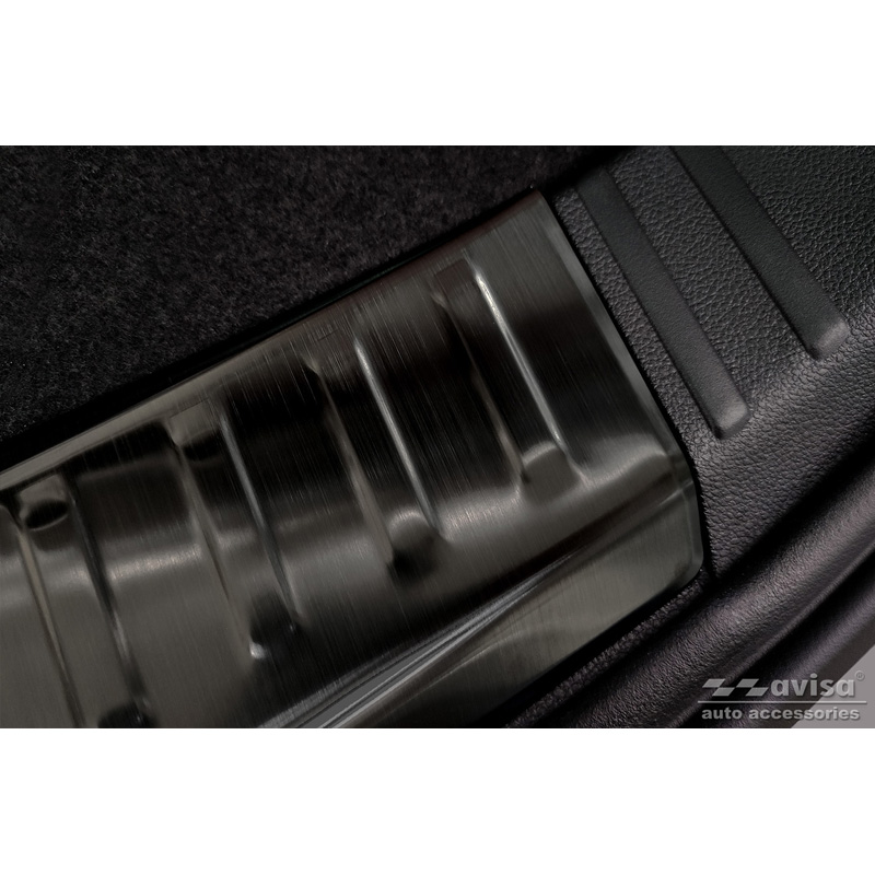 Zwart RVS Binnenste Achterbumperprotector  Skoda Kodiaq 2017-2021 & Facelift 2021-2024 'Ribs'