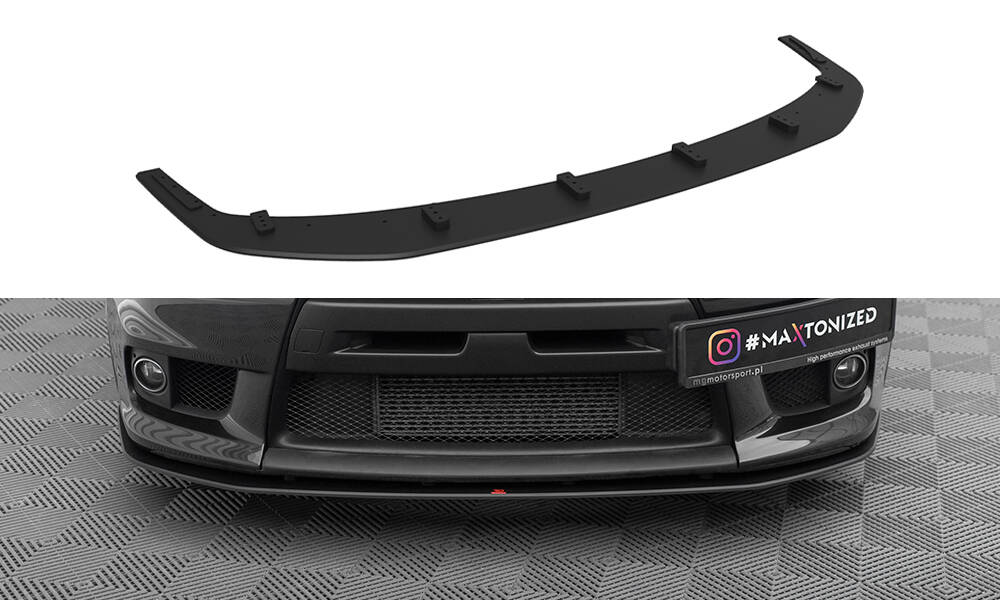 Street Pro Voorspoiler Mitsubishi Lancer EVO X Maxton Glanzend zwart