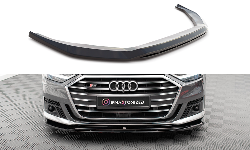 Voorspoiler V.1 Audi A8 S-Line / S8 D5 Maxton Glans Zwart