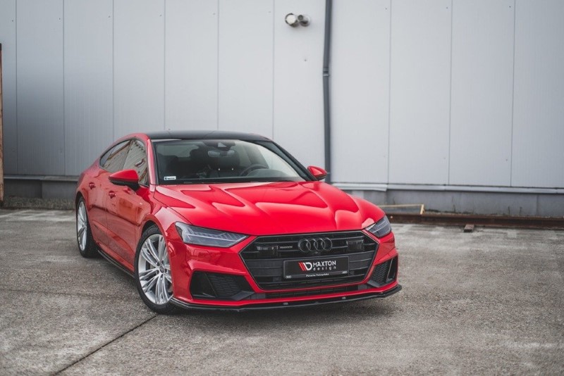 Voorspoiler V.2 Audi A7 C8 S-Line Maxton Glanzend Zwart