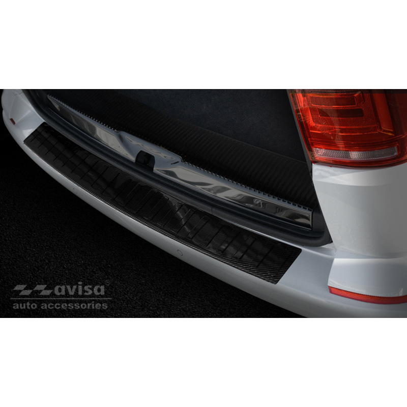 Echt 3D Carbon Achterbumperprotector  Volkswagen Transporter T6 2015- (met achterklep) 'Ribs'