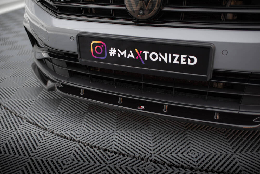 Voorspoiler V.1 Volkswagen Passat R-Line B8 FL Glans Zwart Maxton