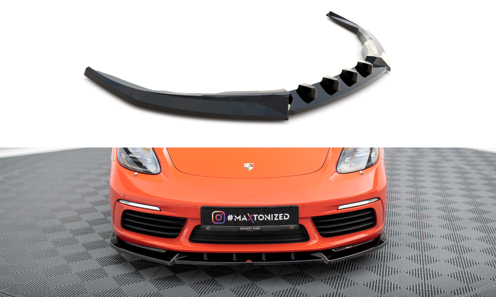 Voorspoiler V.1 Porsche 718 Cayman 982c Maxton Glans Zwart
