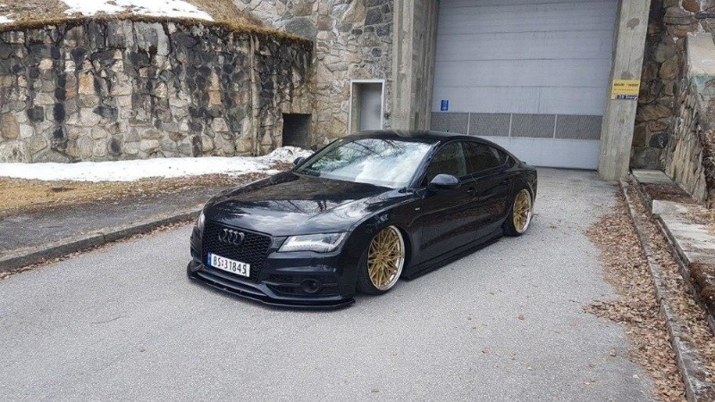 Voorspoiler V.2 Audi S7 / A7 S-Line C7 Glanzend Zwart