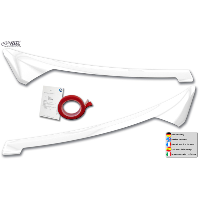 RDX Koplampspoilers  Ford Transit Courier & Tourneo Courier 2023- (met LED-richtingaanwijzers en DRL) (ABS Glanzend Wit)