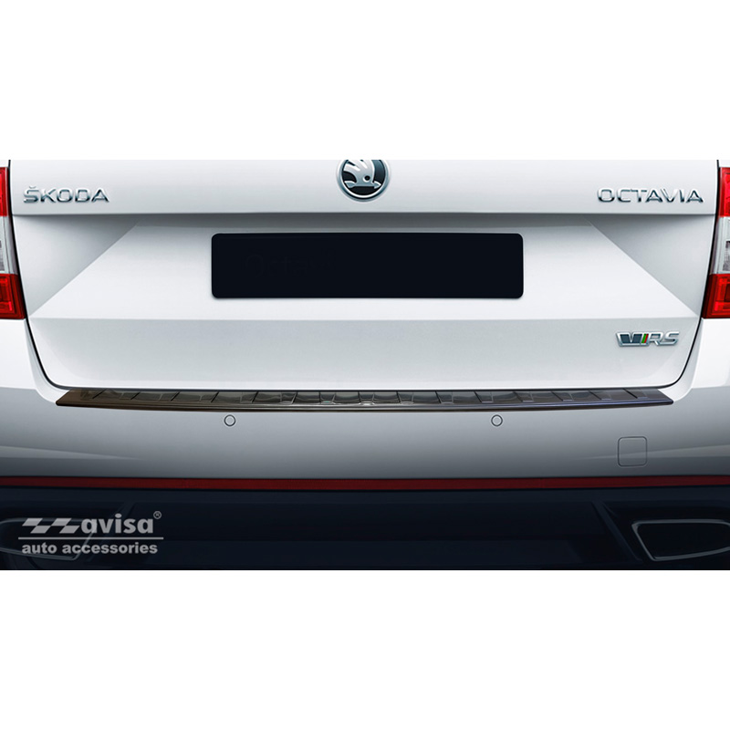 Zwart RVS Achterbumperprotector  Skoda Octavia III Kombi RS 2013-2016 & FL 2017-2020 'Ribs'