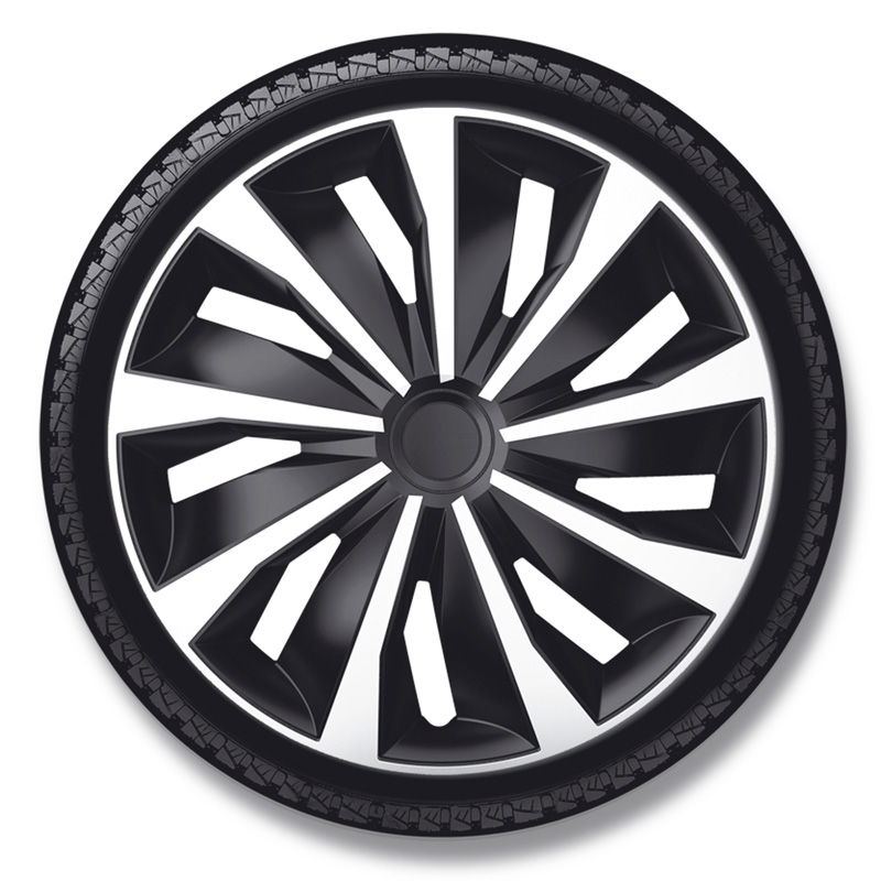4-Delige Wieldoppenset Grip 14-inch zilver/zwart
