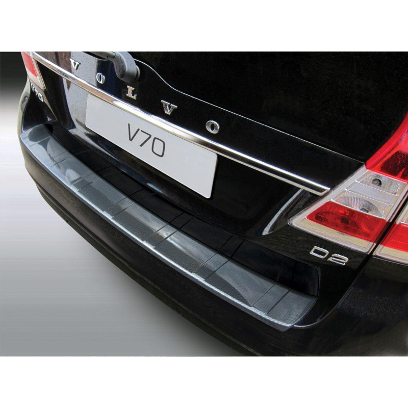 ABS Achterbumper beschermlijst  Volvo V70 2013-2016 (excl. XC70) 'Ribbed' Carbon look