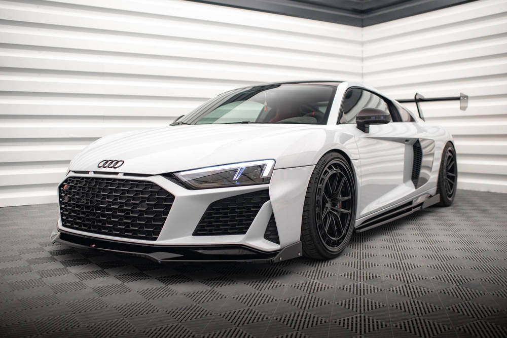 Voorspoiler V.3 met Canards Audi R8 Facelift  2018 - 2021 Maxton Glans Zwart