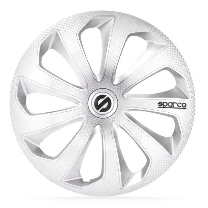 4-Delige Sparco Wieldoppenset Sicilia 13-inch zilver/carbon