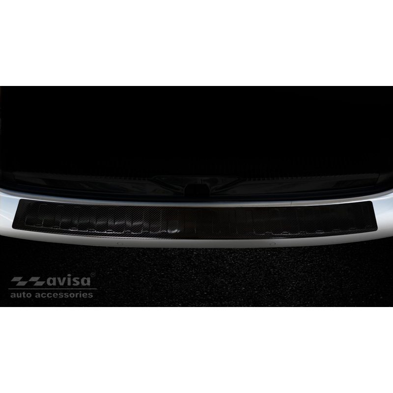 Echt 3D Carbon Achterbumperprotector  Volkswagen Transporter T6 2015- (met achterklep) 'Ribs'