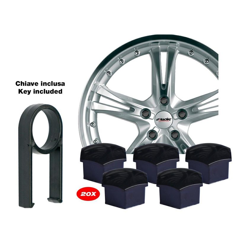 Simoni Racing Wielmoerkapjes - 19mm - Zwart - Set van 20+1 stuks