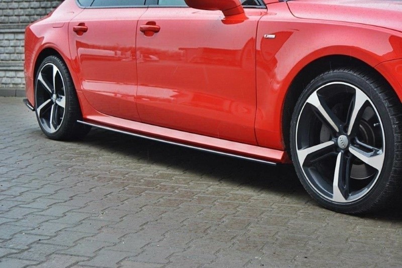 Zijskirt Diffusers Audi S7 / A7 S-Line C7 FL Glanzend Zwart
