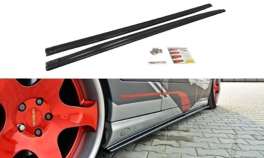 Zijskirts Mercedes CL-klasse C215 Maxton Design glans zwart