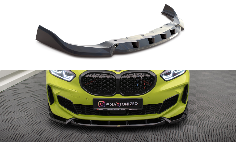 Voorspoiler V.7 BMW 1 F40 M Pakket & M135i Maxton Glans Zwart