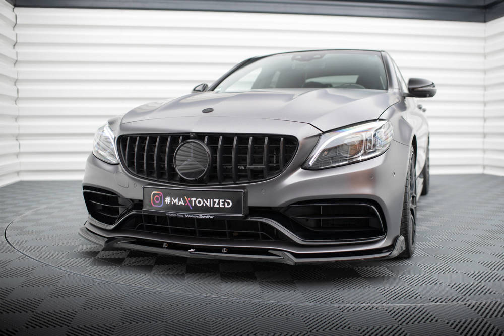 Voorspoiler V.2 Mercedes AMG C63 Sedan / Estate FL Maxton Glans Zwart