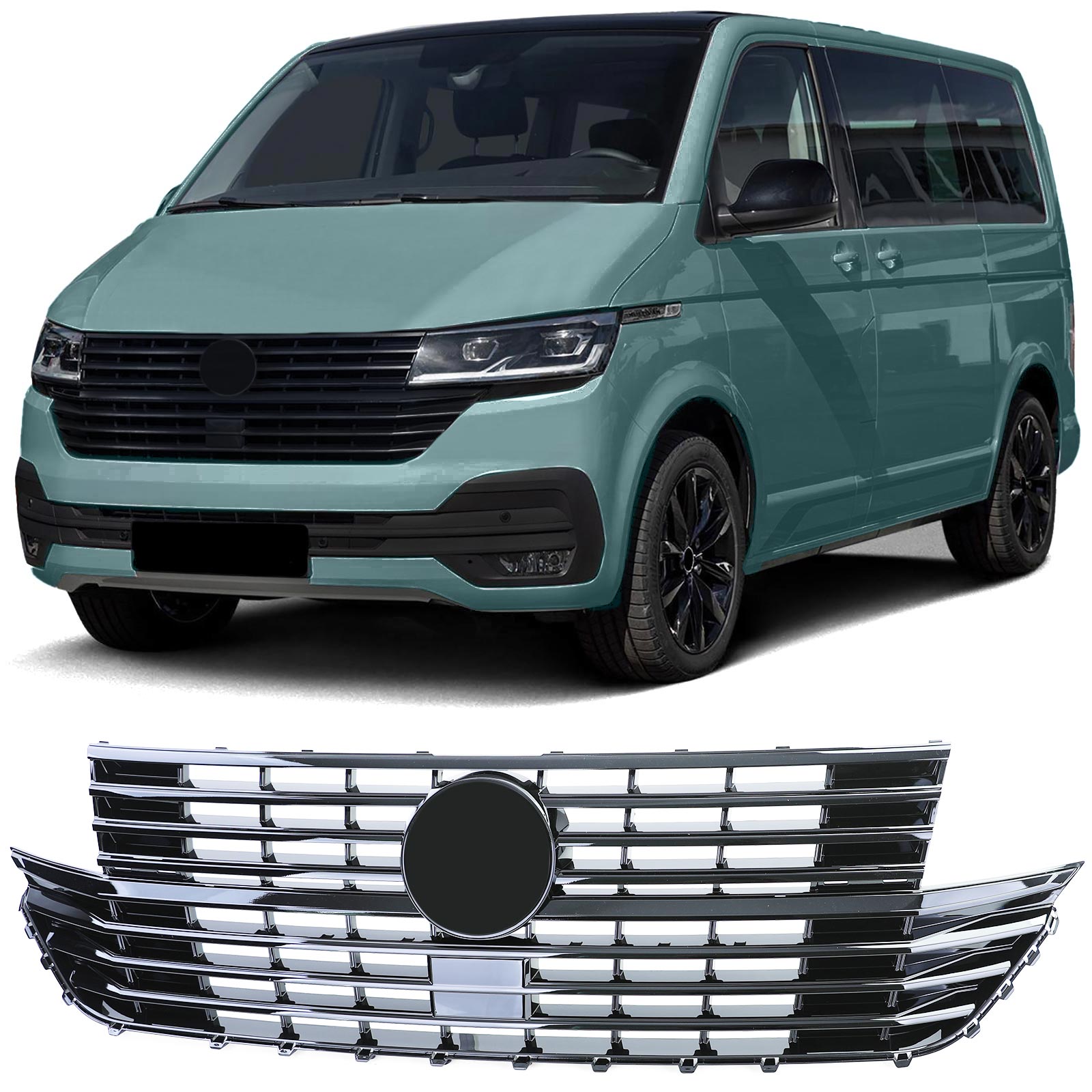 Grill VW T6.1 Bus Multivan Facelift 19-23 Glans Zwart