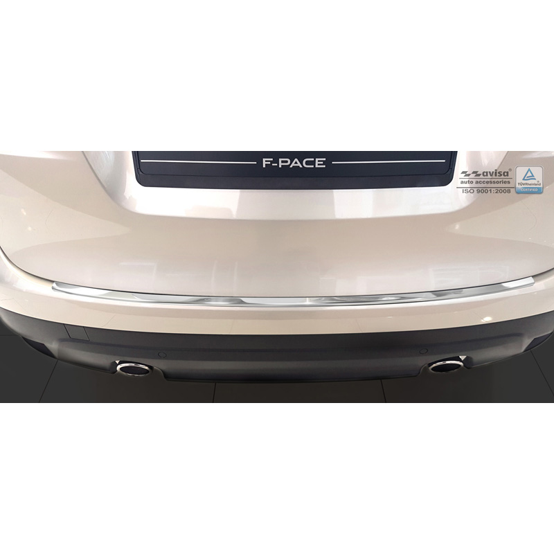 RVS Achterbumperprotector Deluxe Jaguar F-Pace 2016- Chroom/Rood