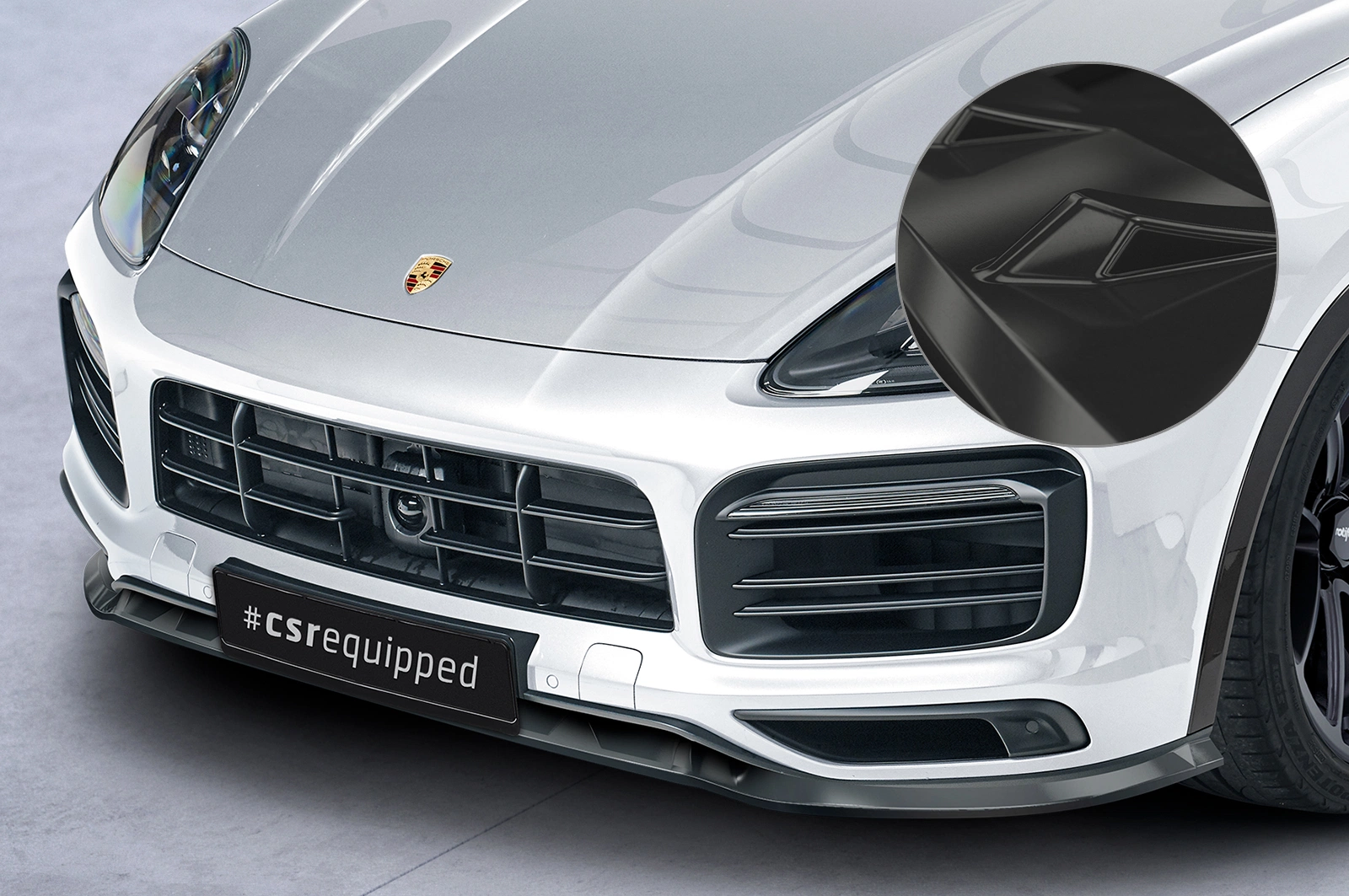 Voorspoiler Porsche Cayenne P0536/9YA Glans Zwart van CSR Automotive (2017-2023)