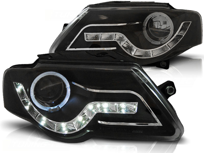Headlights VW Passat 3C with echte DRL clear black