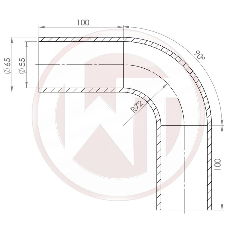 Wagner 90° Graden Siliconen Bocht Zwart Ø55 mm