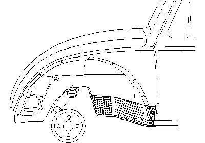 plaat achter voorwiel, rechts VW Kever